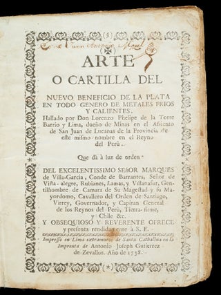 Item #04032 Directorio del Beneficio del Azogue en los Metales de Plata…y Documentos que dà un...