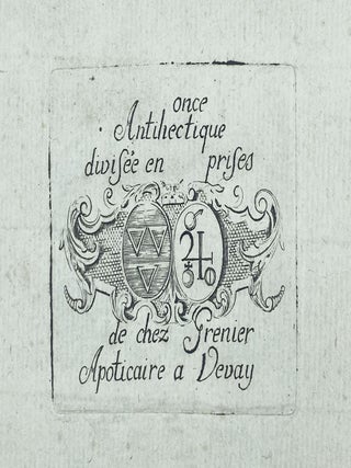 Item #06407 Armorial label for a dispensary jar or bottle. Apothecary. fl. c. 1680 Grenier