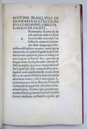 Item #08044 De Grammaticis Et Rethoribus Clarissimis Libellus. Suetonius