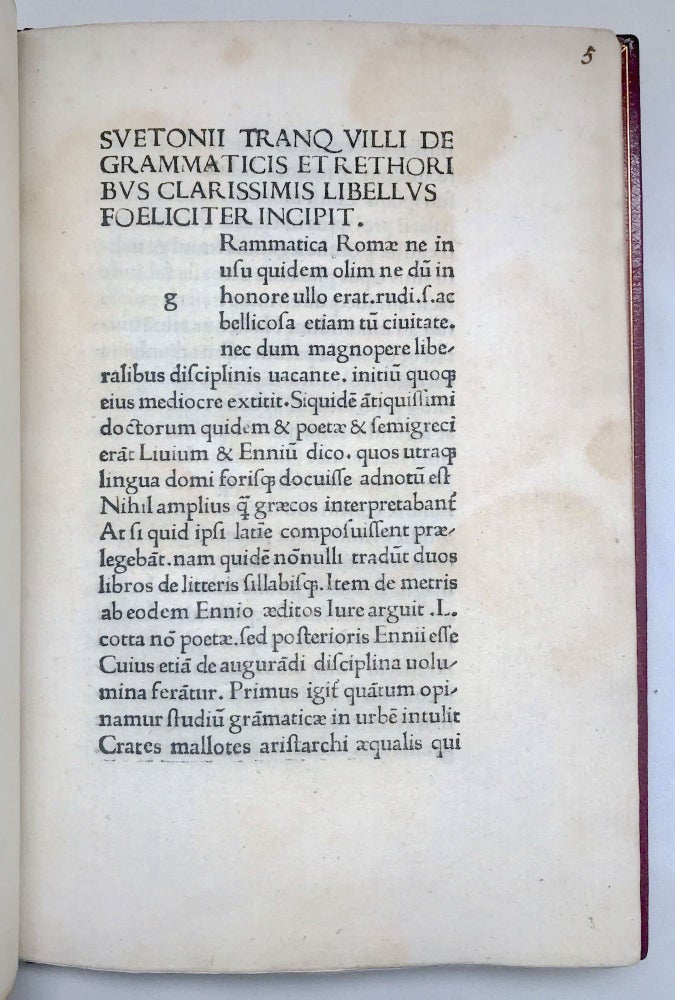 Item #08044 De Grammaticis Et Rethoribus Clarissimis Libellus. Suetonius.