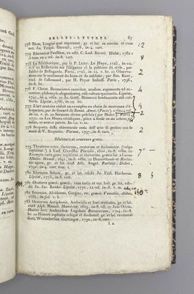 Item #09036 Catalogue Des Livres. Jean Baptiste Gaspard d’Ansse de Villoisin