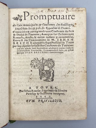 Promptuaire des Loix municipales & Coustumes…de France.