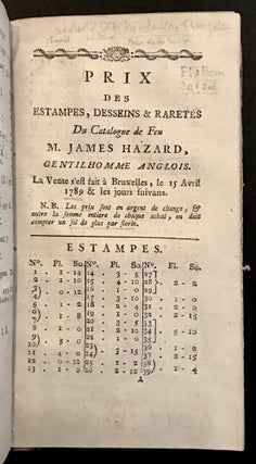 Item #10178 Catalogue Raisonné…D’Estampes Et De Desseins. James Hazard