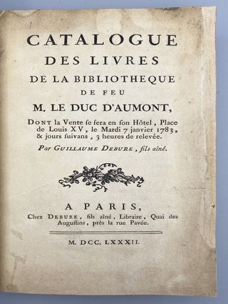Catalogue Des Livres.
