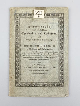 Item #10607 Beschreibung eines zweckmässigen Sparherdes und Kochofens. C. Panzer