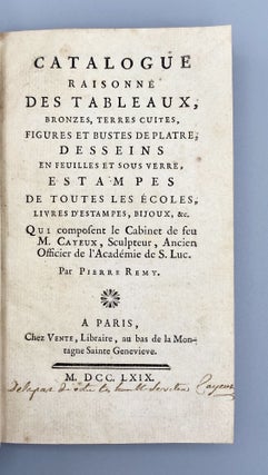Item #10715 Catalogue Raisonné Des Tableaux. Claude Philippe Cayeux