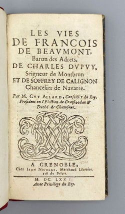 Item #10754 Les Vies De Francois De Beavmont, Baron des Adrets. De Charles Dvpvy, Seigneur de...