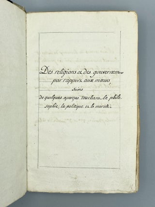 Des religions et des gouvernemens par rapport aux mœurs, Suivis de quelques aperçus.