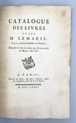 Item #11111 Catalogue Des Livres. Joseph Lemari&eacute