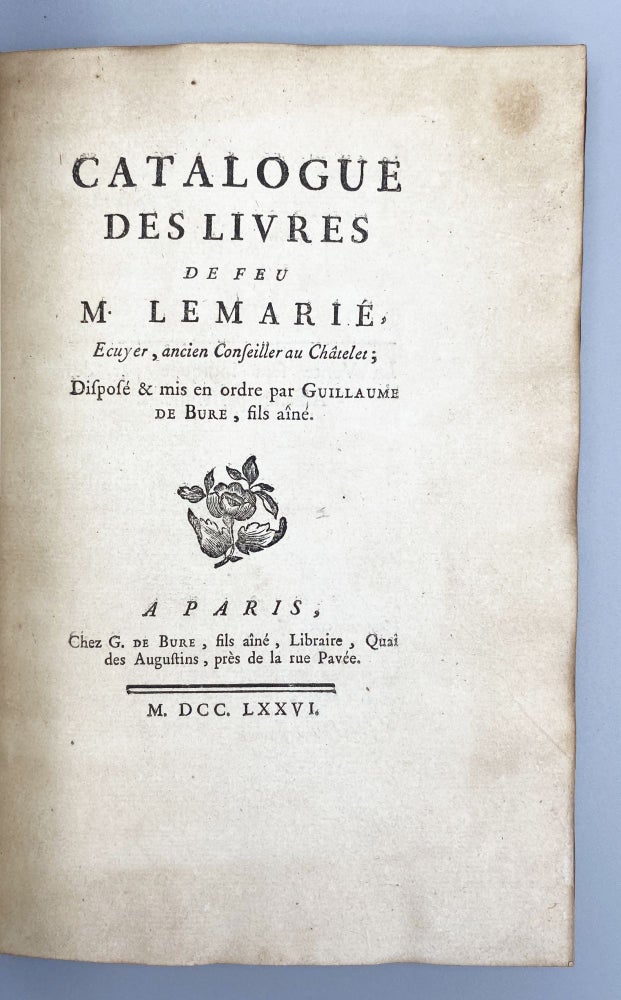 Item #11111 Catalogue Des Livres. Joseph Lemarié.