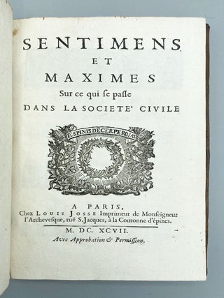 Item #11328 Sentimens Et Maximes Sur ce qui se passe Dans La Societé Civile. Nicolas d’....