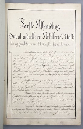 Første Afhandling Om at indrette en Artillerie Math stab.