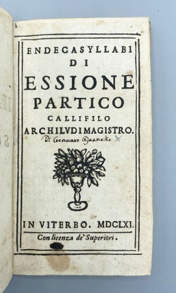 Item #11716 Endecasyllabi Di Essione Partico Callifilo Archilvdimagistro. Giacomo Nasi
