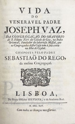 Vida Do Veneravel Padre Joseph Vaz.