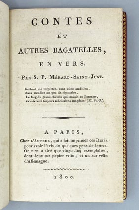 Item #11782 Contes et Autres Bagatelles En Vers. Pierre-Simon Mérard de St.-Just