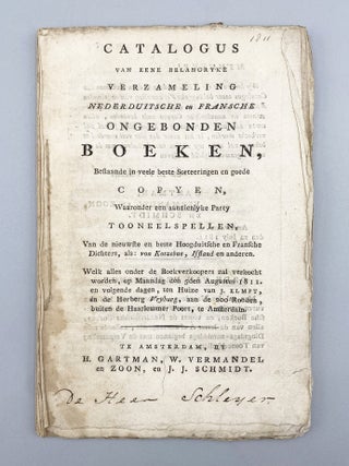 Item #11789 Catalogus Van Eene Belangryke Verzameling Nederduitsche en Fransche Ongebonden...