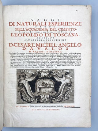 Saggi Di Naturali Esperienze Fatte Nell’Accademia Del Cimento.