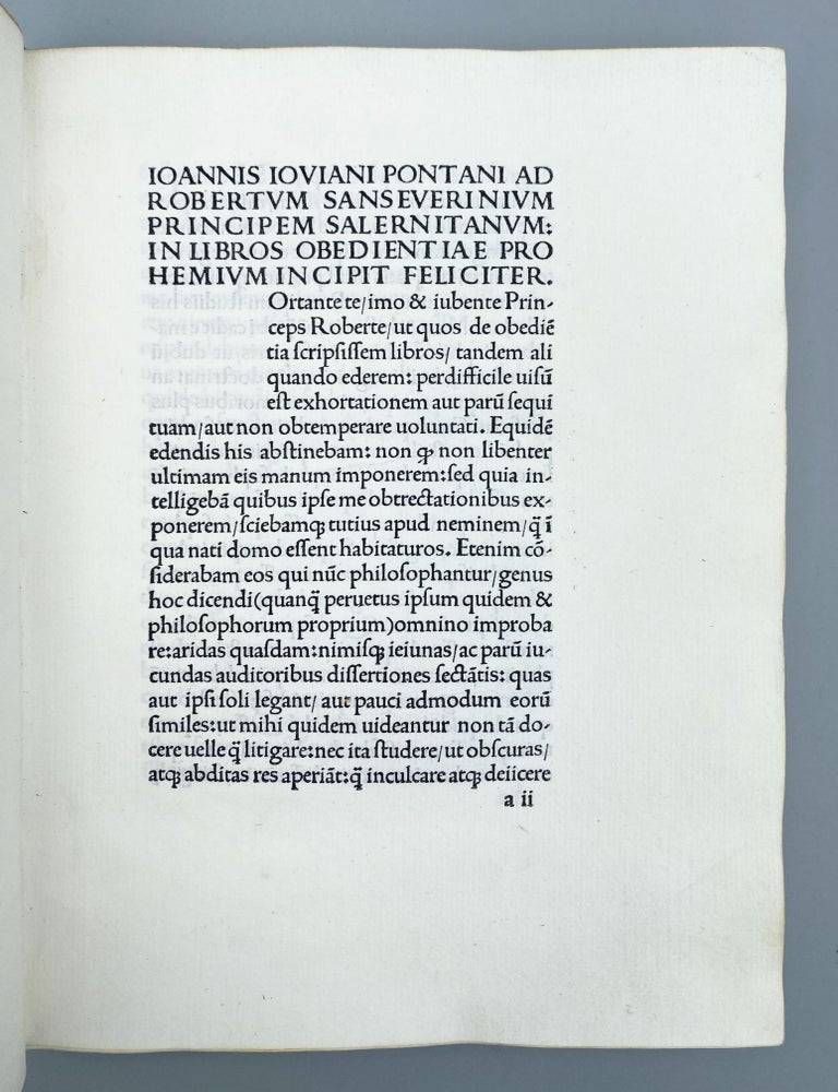 Item #12049 De oboedientia. Giovanni Gioviano Pontano.