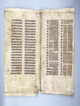 Large fragment from a bifolium of a Glossed Bible.