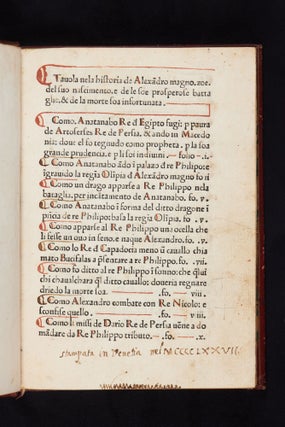 Libro del Nascimento. De la uita…Et della morte…de Alexandro Magno.