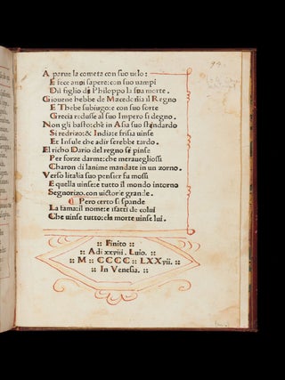Libro del Nascimento. De la uita&hellip;Et della morte&hellip;de Alexandro Magno.