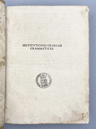 Institvtiones Graecae Grammatices.