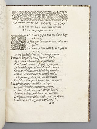 Institvtion pour l&rsquo;Adolescence du Roy Treschrestien Charles Nevfviesme De Ce Nom.