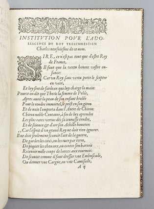 Institvtion pour l’Adolescence du Roy Treschrestien Charles Nevfviesme De Ce Nom.
