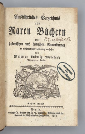 Item #12613 Ausführliches Verzeichnis von Raren Büchern mit historischen und kritischen...